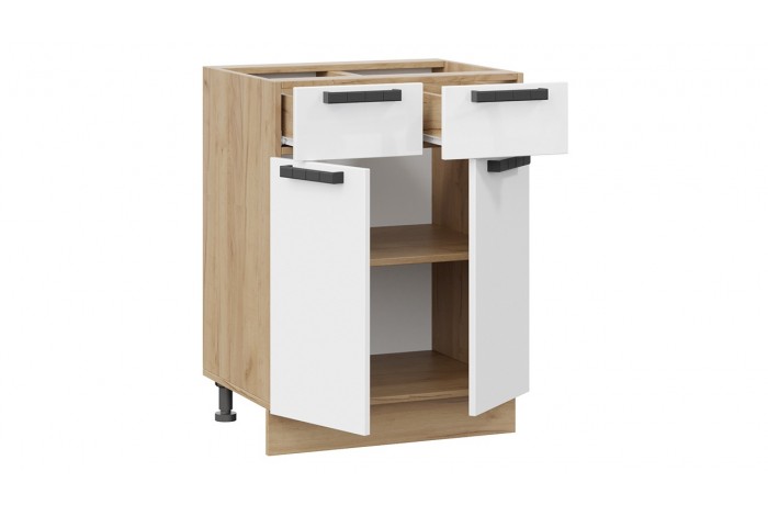 Кухонный гарнитур «Детройт» №5 Дуб Крафт золотой, Белый глянец