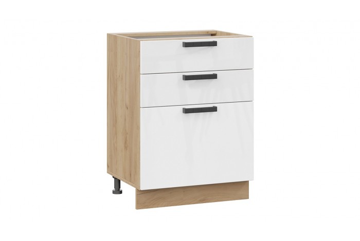 Кухонный гарнитур «Детройт» №8 360 см Дуб Крафт золотой, Белый глянец