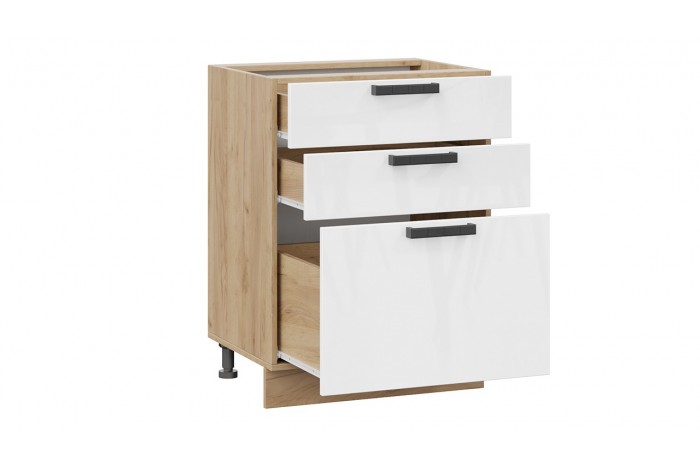 Кухонный гарнитур «Детройт» №8 360 см Дуб Крафт золотой, Белый глянец