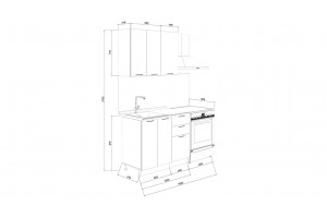 Кухонный гарнитур Кимберли длиной 100 см Белый, Крем