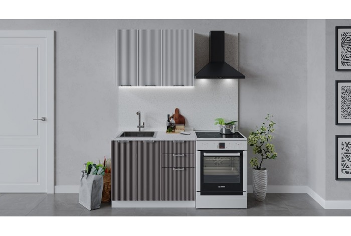 Кухонный гарнитур «Кимберли» длиной 100 см Белый, Сноу, Муссон