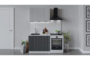 Кухонный гарнитур Кимберли длиной 100 см Белый, Сноу, Титан