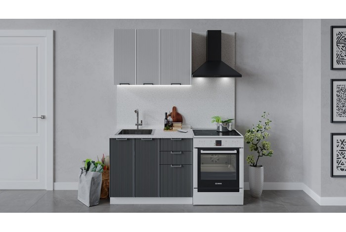 Кухонный гарнитур «Кимберли» длиной 100 см Белый, Сноу, Титан