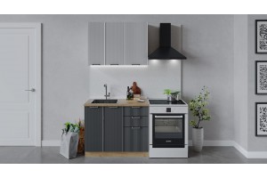 Кухонный гарнитур Кимберли длиной 100 см Дуб Крафт золотой, Сноу, Титан