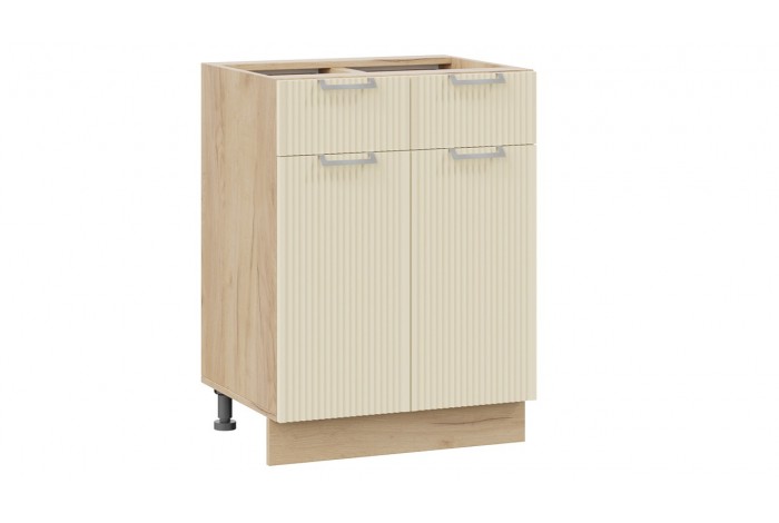 Кухонный гарнитур «Кимберли» длиной 220 (160) см Дуб Крафт золотой, Крем