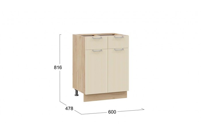 Кухонный гарнитур «Кимберли» длиной 220 (160) см Дуб Крафт золотой, Крем