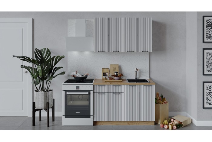 Кухонный гарнитур «Кимберли» длиной 120 см Дуб Крафт золотой, Сноу