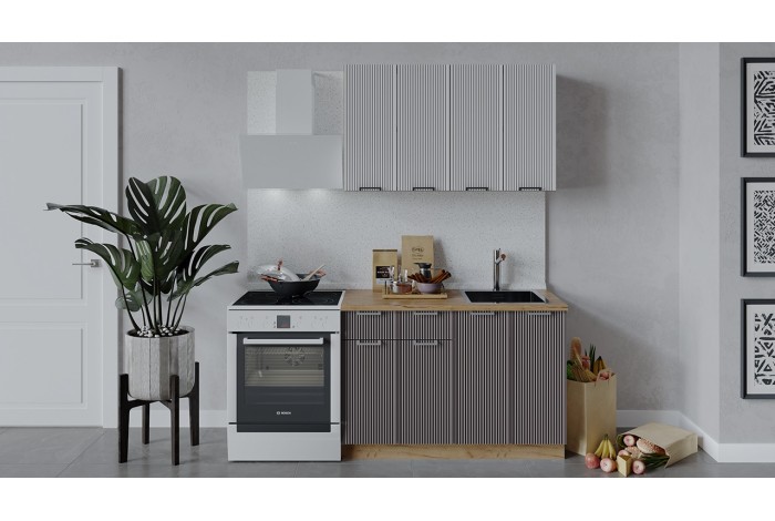 Кухонный гарнитур «Кимберли» длиной 120 см Дуб Крафт золотой, Сноу, Муссон