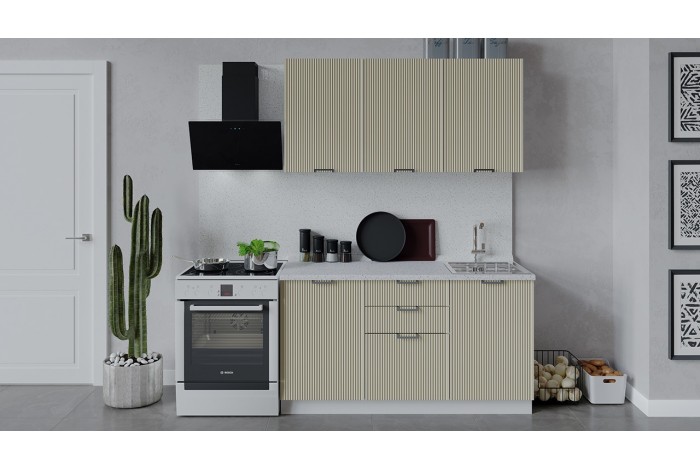 Кухонный гарнитур «Кимберли» длиной 150 см Белый, Крем