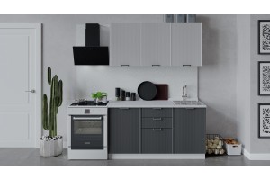 Кухонный гарнитур Кимберли длиной 150 см Белый, Сноу, Титан