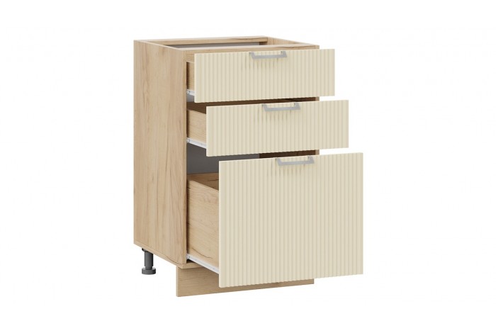 Кухонный гарнитур «Кимберли» длиной 150 см Дуб Крафт золотой, Крем