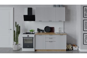 Кухонный гарнитур Кимберли длиной 150 см Дуб Крафт золотой, Сноу