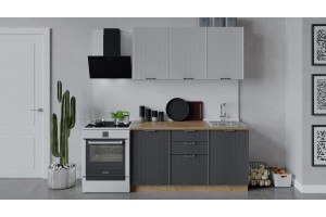 Кухонный гарнитур Кимберли длиной 150 см Дуб Крафт золотой, Сноу, Титан