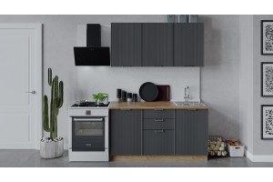 Кухонный гарнитур Кимберли длиной 150 см Дуб Крафт золотой, Титан