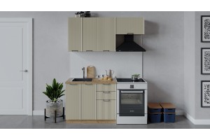 Кухонный гарнитур Кимберли длиной 160 (100) см Дуб Крафт золотой, Крем