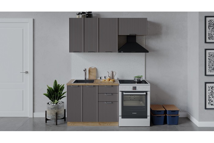 Кухонный гарнитур «Кимберли» длиной 160 (100) см Дуб Крафт золотой, Муссон