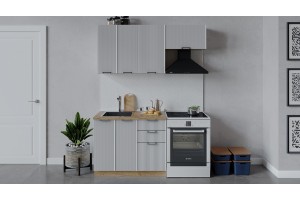 Кухонный гарнитур Кимберли длиной 160 (100) см Дуб Крафт золотой, Сноу