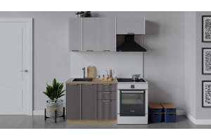 Кухонный гарнитур Кимберли длиной 160 (100) см Дуб Крафт золотой, Сноу, Муссон