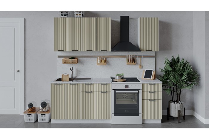 Кухонный гарнитур «Кимберли» длиной 160 см Белый, Крем