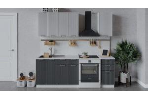 Кухонный гарнитур Кимберли длиной 160 см Белый, Сноу, Титан