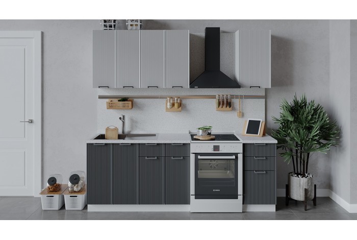 Кухонный гарнитур «Кимберли» длиной 160 см Белый, Сноу, Титан