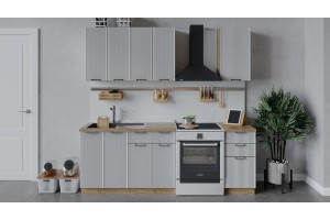 Кухонный гарнитур Кимберли длиной 160 см Дуб Крафт золотой, Сноу