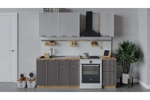 Кухонный гарнитур Кимберли длиной 160 см Дуб Крафт золотой, Сноу, Муссон