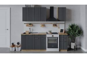 Кухонный гарнитур Кимберли длиной 160 см Дуб Крафт золотой, Титан