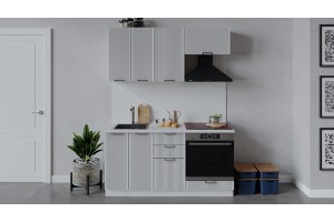 Кухонный гарнитур Кимберли длиной 160 см со шкафом НБ Белый, Сноу