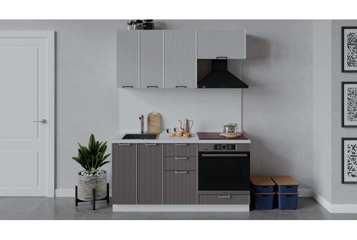 Кухонный гарнитур «Кимберли» длиной 160 см со шкафом НБ Белый, Сноу, Муссон