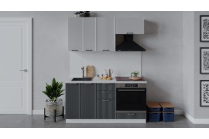 Кухонный гарнитур Кимберли длиной 160 см со шкафом НБ Белый, Сноу, Титан