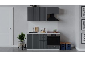 Кухонный гарнитур Кимберли длиной 160 см со шкафом НБ Белый, Титан