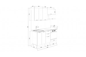 Кухонный гарнитур Кимберли длиной 160 см со шкафом НБ Дуб Крафт золотой, Муссон