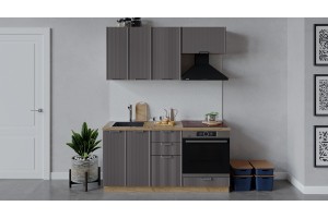 Кухонный гарнитур Кимберли длиной 160 см со шкафом НБ Дуб Крафт золотой, Муссон