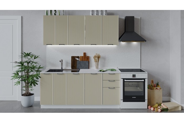 Кухонный гарнитур «Кимберли» длиной 180 см Белый, Крем