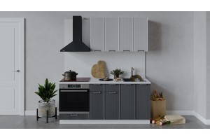 Кухонный гарнитур Кимберли длиной 180 см со шкафом НБ Белый, Сноу, Титан