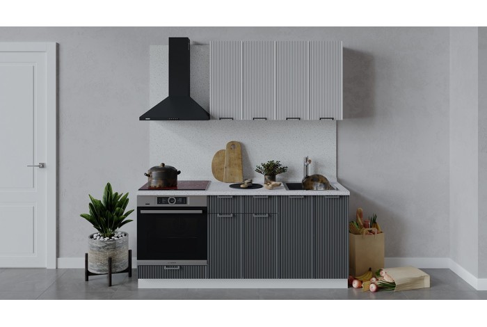 Кухонный гарнитур «Кимберли» длиной 180 см со шкафом НБ Белый, Сноу, Титан