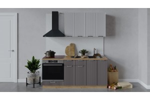 Кухонный гарнитур Кимберли длиной 180 см со шкафом НБ Дуб Крафт золотой, Сноу, Муссон