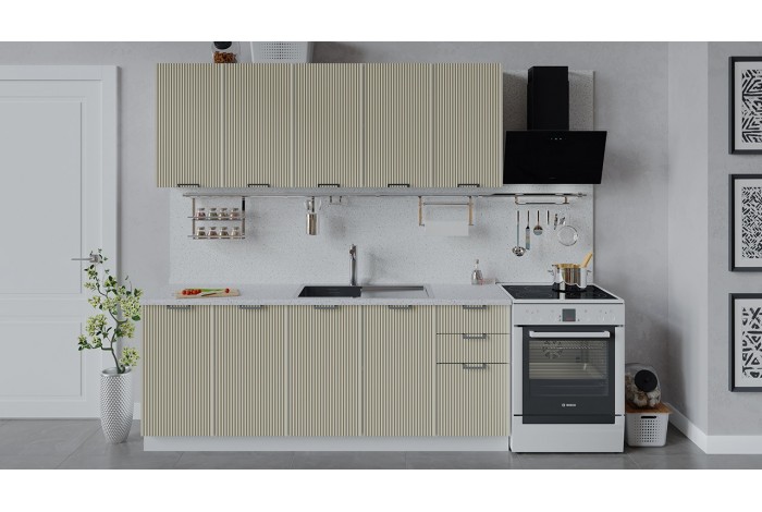 Кухонный гарнитур «Кимберли» длиной 200 см Белый, Крем