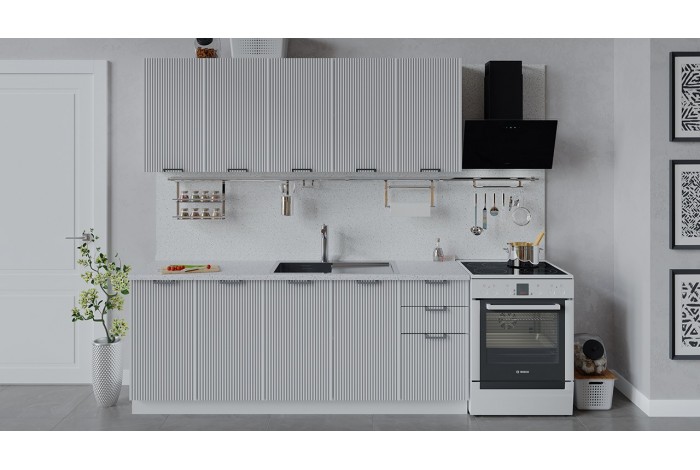 Кухонный гарнитур «Кимберли» длиной 200 см Белый, Сноу