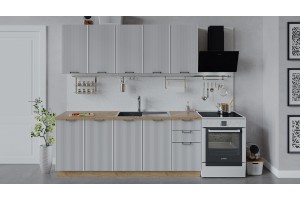 Кухонный гарнитур Кимберли длиной 200 см Дуб Крафт золотой, Сноу