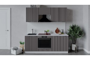 Кухонный гарнитур Кимберли длиной 200 см со шкафом НБ Белый, Муссон