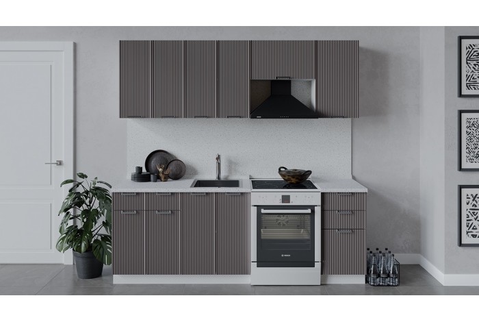 Кухонный гарнитур «Кимберли» длиной 220 (160) см Белый, Муссон