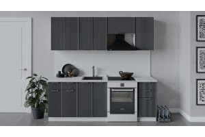 Кухонный гарнитур Кимберли длиной 220 (160) см Белый, Титан