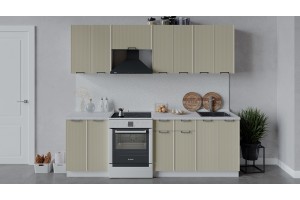 Кухонный гарнитур Кимберли длиной 240 (180) см Белый, Крем