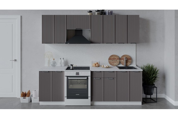 Кухонный гарнитур «Кимберли» длиной 240 (180) см Белый, Муссон