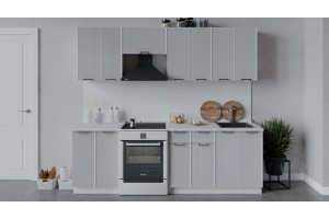 Кухонный гарнитур Кимберли длиной 240 (180) см Белый, Сноу