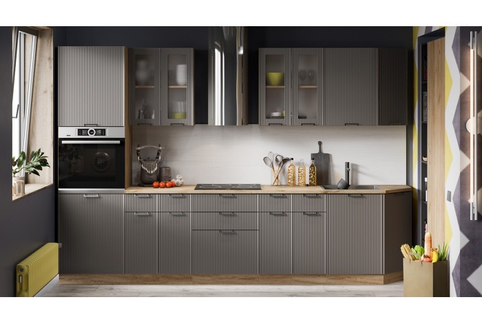 Кухонный гарнитур «Кимберли» №3 320 см Дуб Крафт золотой, Муссон