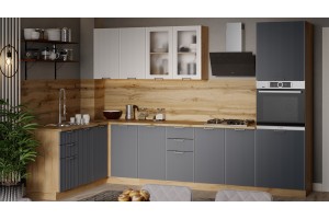 Кухонный гарнитур Кимберли №4 Дуб Крафт золотой, Сноу, Титан