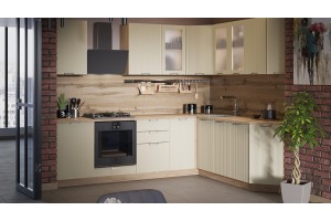 Кухонный гарнитур Кимберли №6 Дуб Крафт золотой, Крем